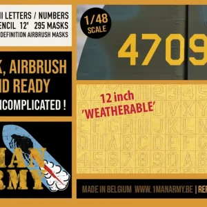NEW! 1 Man Army 48GEN713 USAAF WWII Letters / Numbers Full / Stencil 12‘ Generic Set Prix Bas