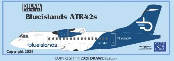 Dernier Modèle NEW! Draw Decal 72-ATR-13 ATR 42 - Blueislands