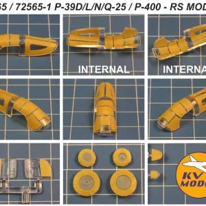Achat Immédiat NEW! KV Models 72565-1 Bell P-39 D / L / N / Q-25 and P-400 Airacobra - Double-Sided Masks Set + Wheel Masks (for RS Models)