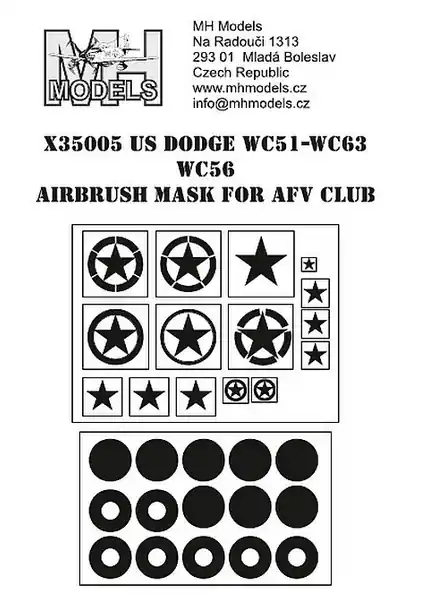 MH Models X35005 US Dodge WC51-WC63-WC56 airbrush mask Dernier Modèle