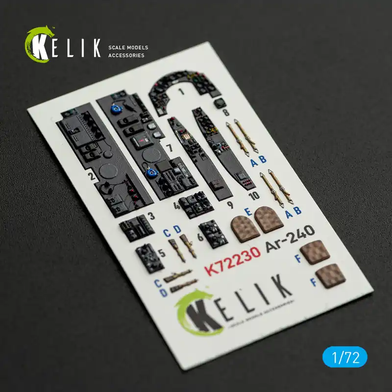 KELIK K72230 Arado Ar-240 - Interior 3D-Decals (for Revell Kits) Authentique