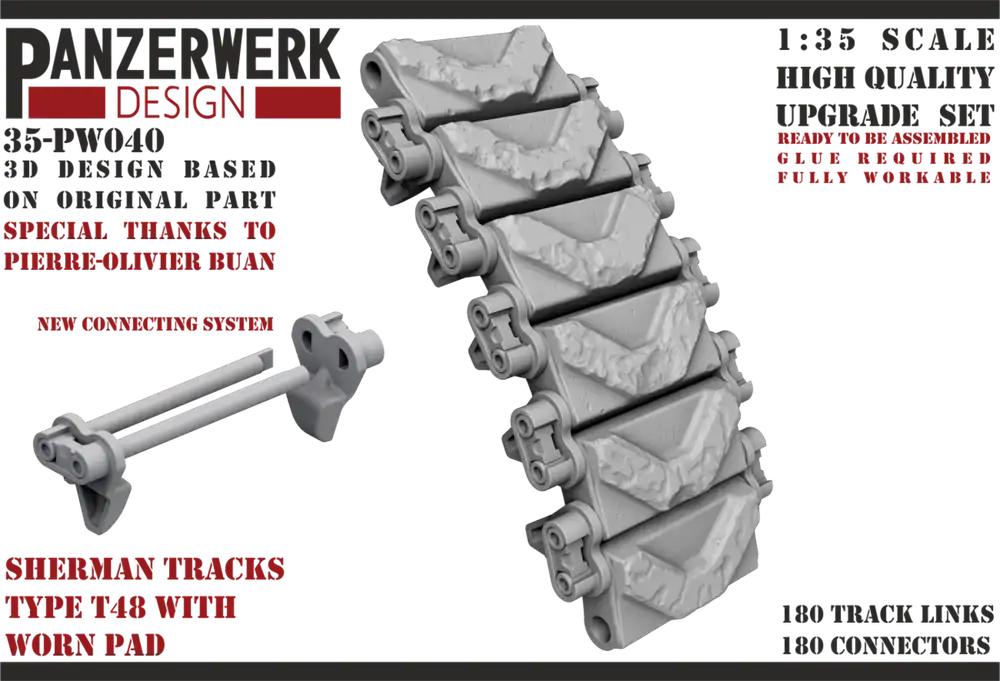 Satisfait Ou Remboursé Panzerwerk Design 35-PW040 Sherman Tracks Type T48 With Worn Pad