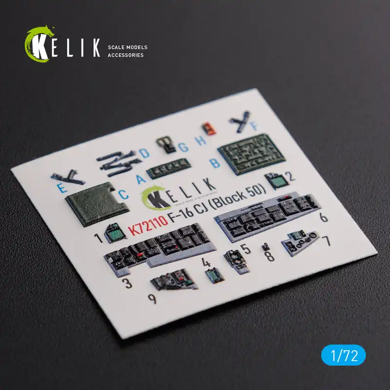 KELIK K72110 F-16 CJ (Block 50) Interior 3D Decals For Tamiya Kit Prix Cassé