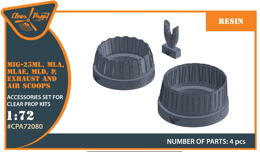 Offre Limitée Clear Prop Models A72080 MiG-23ML, MLD, P, MLAE Exhaust And Air Scoops For CP Kits