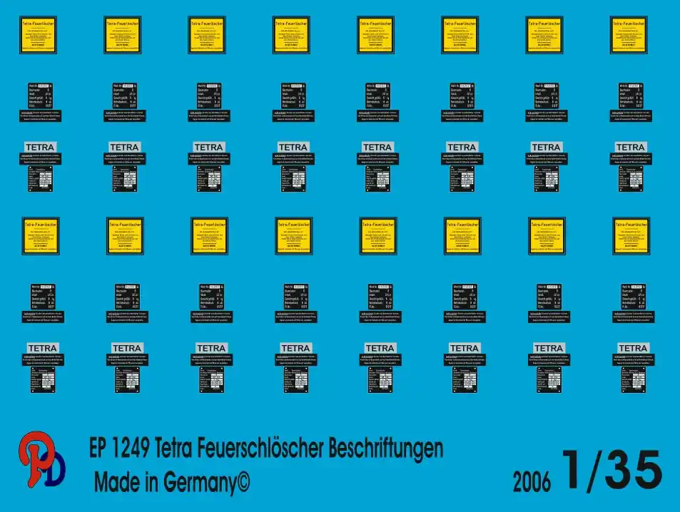 Affaire À Saisir Peddinghaus-Decals 1249 Markings For Tetra Fire Extinguisher For German Tanks