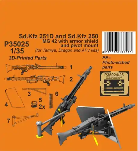 Seulement Aujourd'hui CMK P35025 Sd.Kfz 251D And Sd.Kfz 250 MG 42 With Armor Shield And Pivot Mount (For Tamiya, Dragon And AFV Kits)