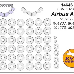 Authentique KV Models 14646 Аirbus 380 + Аirbus 380 (prototype mask) - (REVELL) + wheels masks