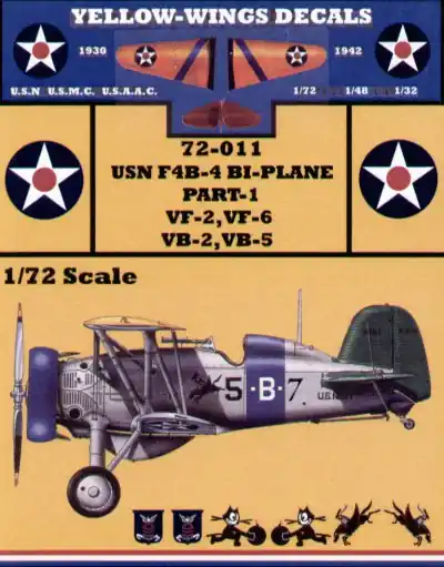 Yellow Wings 72011 Boeing F4B-4 Biplane Part 1 (5 schemes) Solde