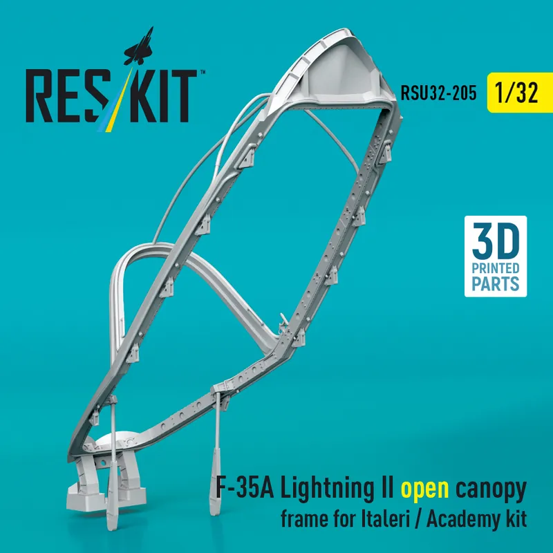 Livraison Express RES/KIT U32-0205 F-35 A Lightning II - Open Canopy Frame (3D-Printed / for Italeri and Academy Kits)