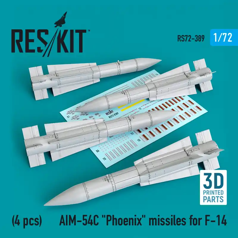 RES/KIT 72-0389 AIM-54C ‘Phoenix‘ Missiles For F-14 (4pcs) (3D Printed) Offre Exclusive