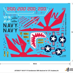 DEF Model JD72002 F-14A VF-111 Sundowners 1991 decal set Commande En Gros