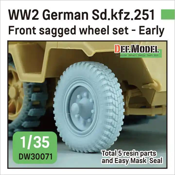 Prix Choc DEF Model DW30071 WW2 German Sd.kfz.251 Half-track front sagged wheel set - Early (for Sd.kfz.251 kit)