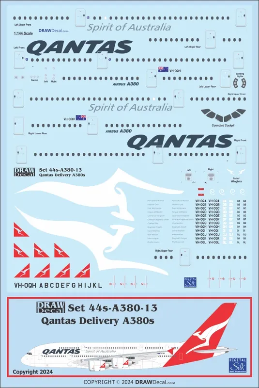 Draw Decal 44-A380-13 Airbus A380 - Qantas Delivery Colors Jusqu'à Épuisement Des Stocks