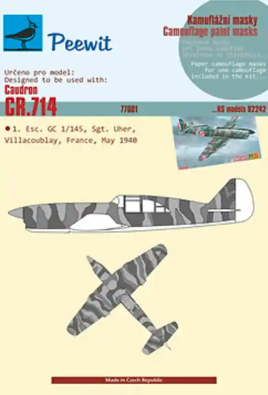 Usine Directe Peewit 77001 Paper Camouflage mask for Caudron CR.714 RS Model
