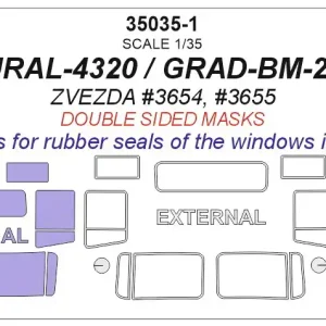 KV Models 35035-1 URAL-4320 / GRAD-BM-21 (ZVEZDA) - (Double sided) Populaire