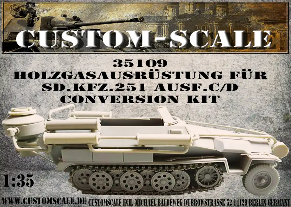 Nouveauté Custom scale 35109 Wood Gas Equipment For Sd.Kfz.251 Ausf. C/D Conversion Kit