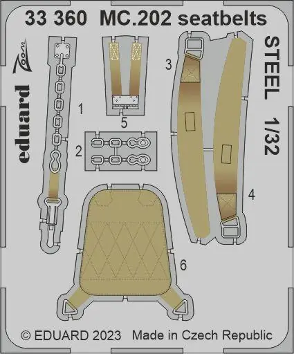 Eduard 33360 MC.202 Seatbelts STEEL ITALERI Haute Qualité