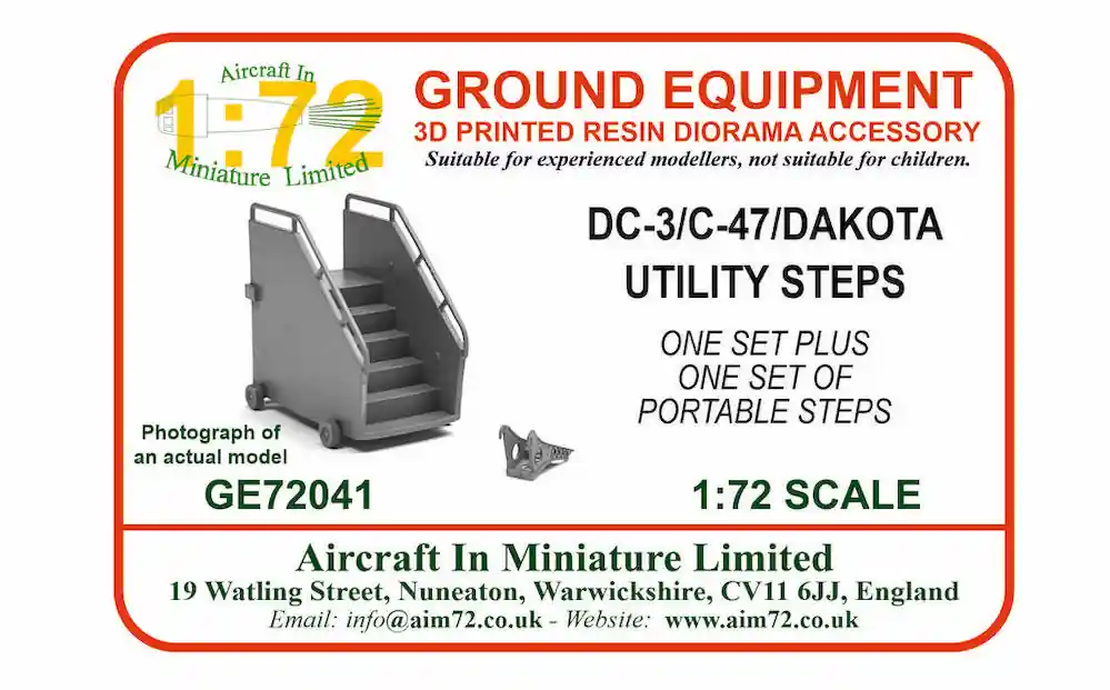 Petit Prix Aircraft In Miniature Ltd GE72041 Douglas DC-3/C-47 - Utility Steps and two sets of C-47 Portable Steps (for Italeri, Airfix and S & M kits)