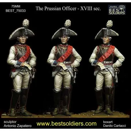 Figurine d‘officier Prussien du XVIIIème siècle Bestsoldiers 75mm résine. Super Prix