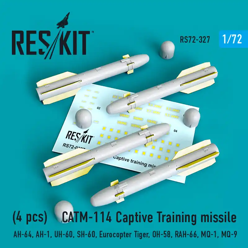 DISCONTINUED RES/KIT 72-0327 CATM-114 Captive Training missiles (4 pcs) (AH-64, AH-1, UH-60, SH-60, Eurocopter Tiger, OH-58, RAH-66, MQ-1, MQ-9) Super Prix