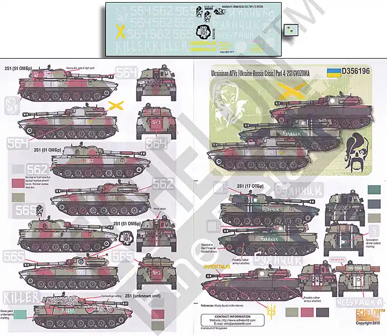 Echelon Fine Details D356196 Ukrainian AFVs Ukraine - Russia Crisis Pt 4 2S1 Gvozdika Marque
