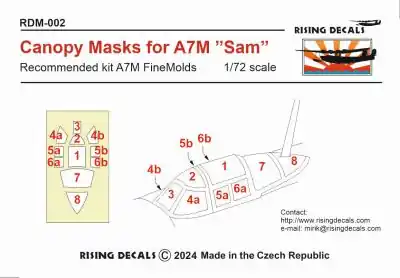 Rising Decals RDM002 Mitsubishi A7M Sam - Canopy Mask (for Fine Molds kits) Offre Du Jour