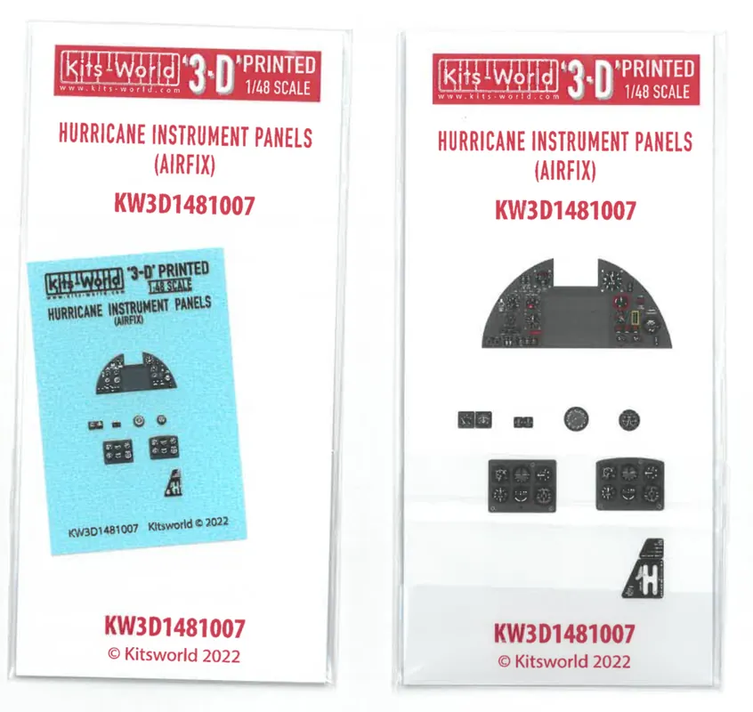 Soldes Kits World 3D1481007 Hawker Hurricane 3D Full colour Instrument Panel (for Airfix kits)