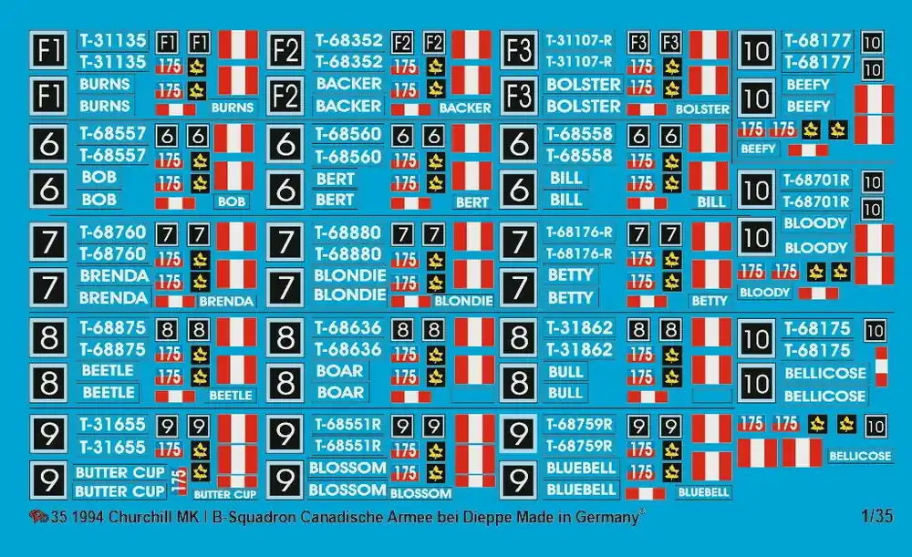 Peddinghaus-Decals 1994 Churchill MK I B-Squadron Canadian Army At Dieppe Super Prix