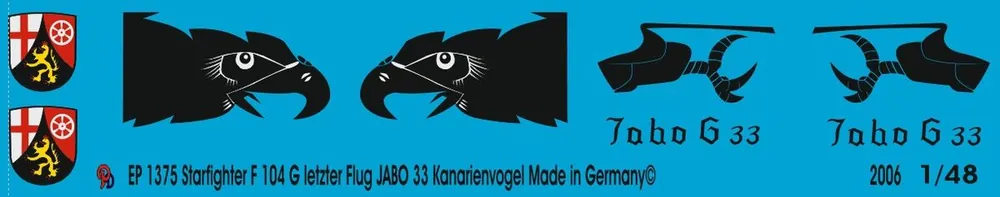 Peddinghaus-Decals 1375 F 104 G Starfighter Kanarienvogel Last Flight Jabo 33 30.5.1985 Prix Promo
