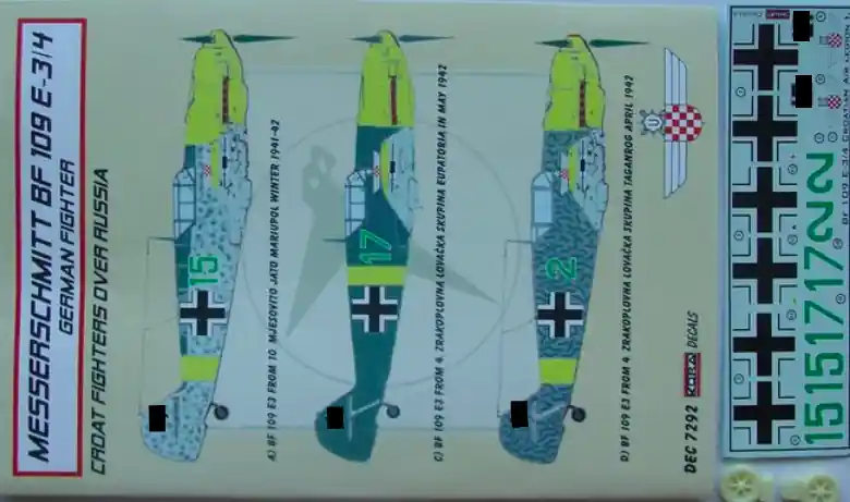 Réduction Kora Models Dec7292 Bf 109E-3/4 Croatia over Russia part I.