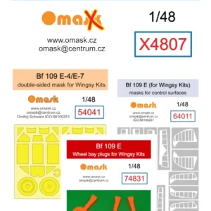 Omask X4807 Bf 109 E-4/E-7 O-Max Set (For Wingsy Kits) Nouvel Arrivage