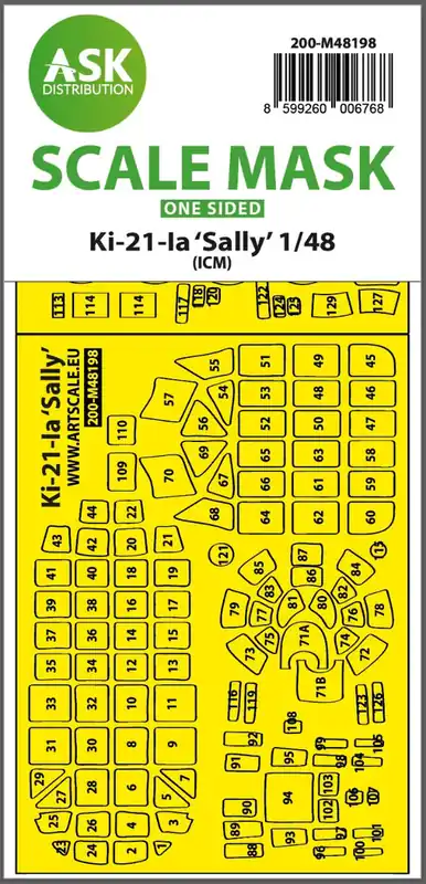 Nouveauté Art Scale Kit M48198 Mitsubishi Ki-21-Ia ‘Sally‘ - canopy frame paint mask (outside only) (for ICM kits)