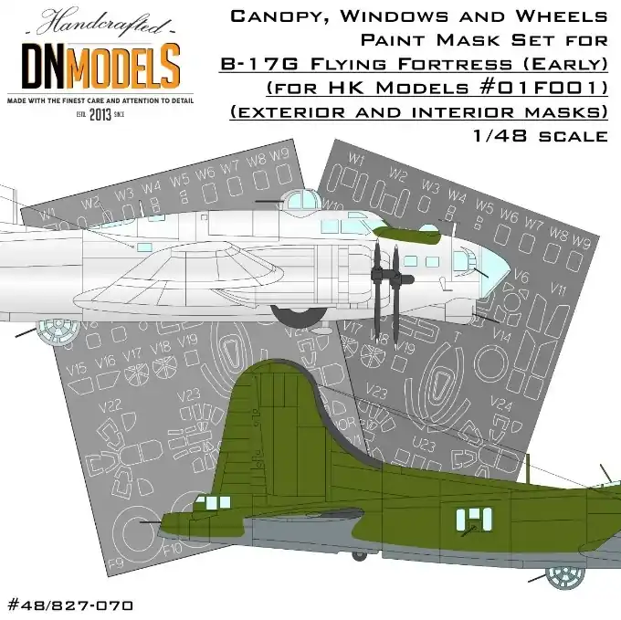 DN Models 48-827-070 B-17G Flying Fortress (Early) Canopy, Windows And Wheels Paint Mask Set Satisfait Ou Remboursé