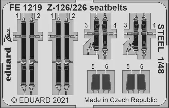 Eduard FE1219 Z-126/226 seatbelts STEEL EDUARD Satisfait Ou Remboursé