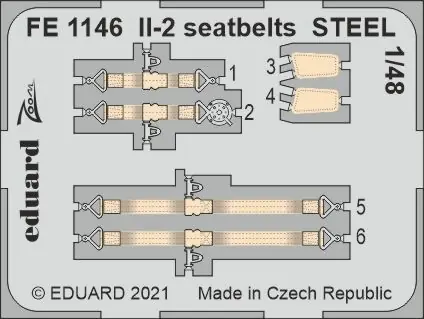 DISCONTINUED Eduard FE1146 Il-2 seatbelts STEEL ZVEZDA Must-Have