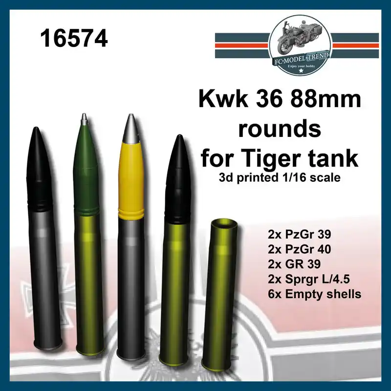Prix Bas FC ModelTrend 16574 Kwk 36 88mm Rounds For Tiger Tank