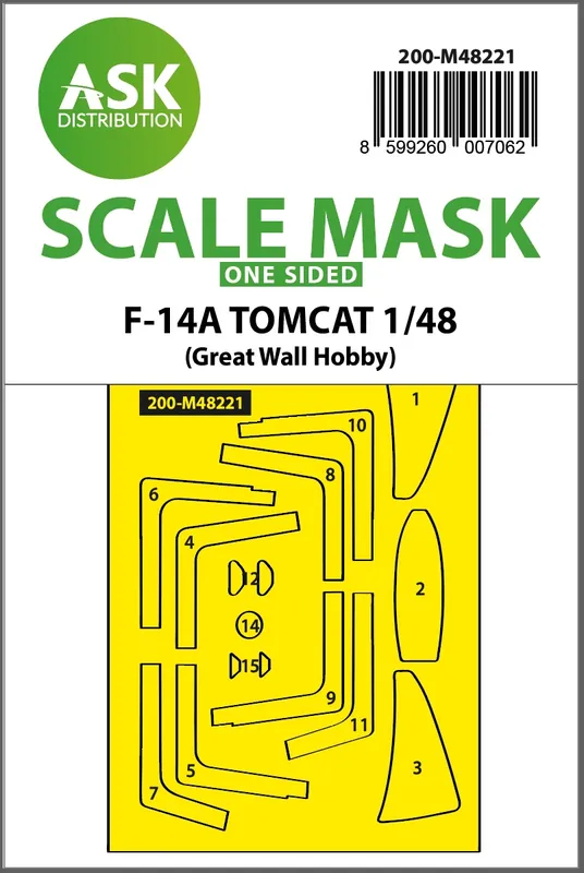 Dernier Modèle Art Scale Kit M48221 Grumman F-14 A Tomcat - One-Sided Express Fit Mask (for Great Wall Hobby kits)