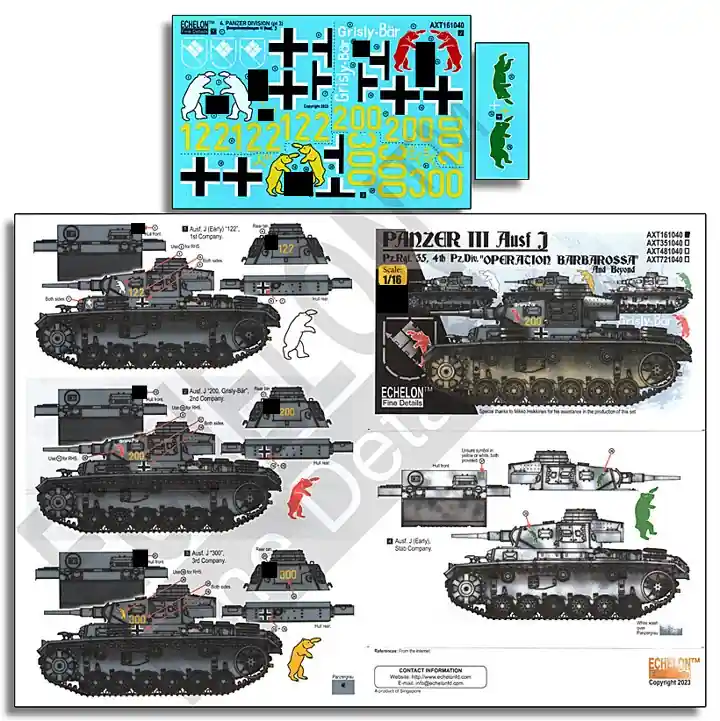 Soldes Echelon Fine Details AXT161040 4. Pz.Div. Panzer III Ausf. J