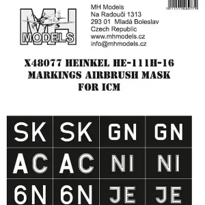 MH Models X48077 Heinkel He-111H-16 Markings airbrush mask Réduction