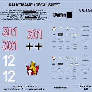 Weikert Decals DEC334 PzKpfw VI TIGER - Dywizja SS Totenkopf i Dywizja Grossdeutschland - 1944 - vol.3 Bon Marché