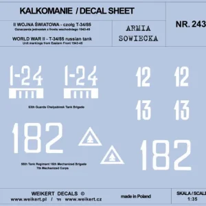 Usine Directe Weikert Decals DEC243 Armia Sowiecka - CZOŁG T-34/85 - front wschodni 1943-45 - vol.2