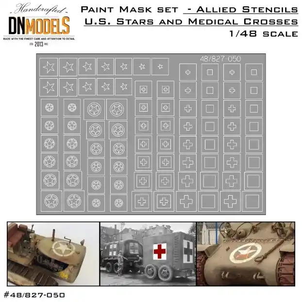 Meilleur Prix DN Models 48-827-050 Allied Stars And Medical Crosses Paint Mask Stencils For Vehicles And Tanks