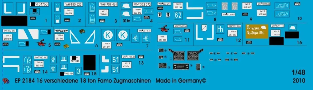 Peddinghaus-Decals 2184 16 Different 18 Ton Famo Half-Tracks Nouveauté