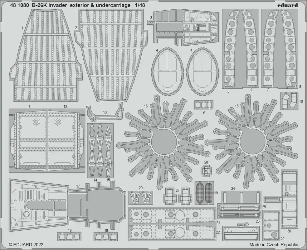 Bon Marché Eduard 481080 B-26K Invader exterior & undercarriage ICM