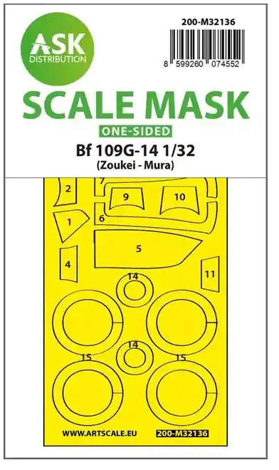 Art Scale Kit M32136 Messerschmitt Bf-109 G-14 - One-Sided Express Fit and Self Adhesive Mask (for SWS Zoukei - Mura Kits) Réduction