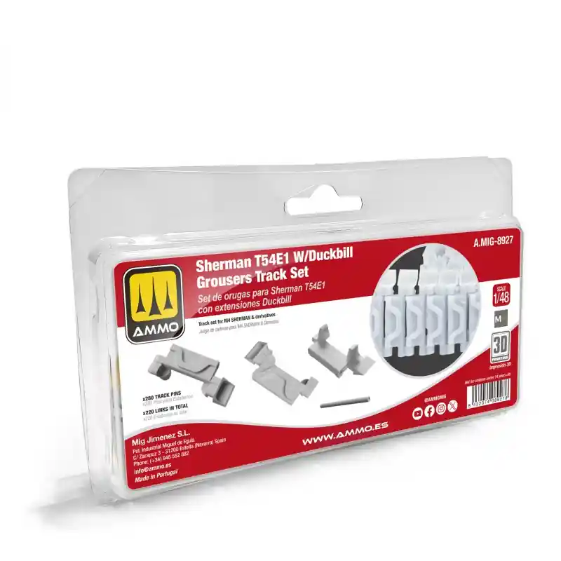 Meilleure Vente AMMO of Mig Jimenez 8927 Sherman T54E1 with Duckbill Grousers Tracks Set