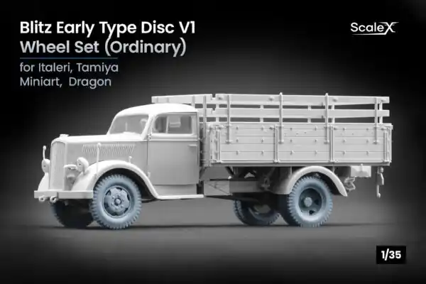 Top Vente ScaleX WW-35006 Opel Blitz - Early Type Disc V1 Ordinary Wheel Set (3D-Printed / for Italeri, Tamiya, Miniart and Dragon Kits)