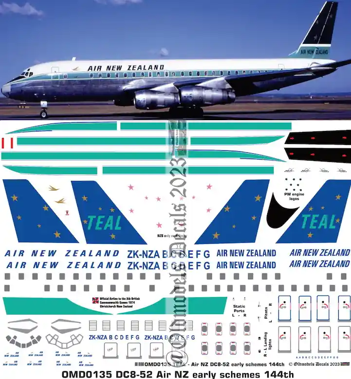 Old models Decals 0135 Douglas DC8-52 - Air New Zealand Early Scheme Prix Réduit