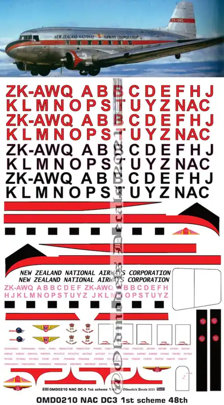 Old models Decals 0210 Dogulas DC3 - National Airways Corporation (NAC) 1st Scheme Meilleur Choix
