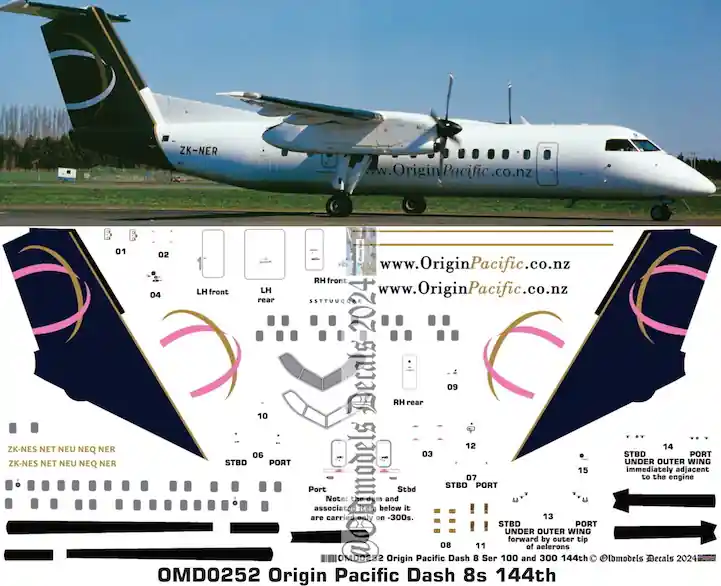Old models Decals 0252 Bombardier Dash8-100/300 - Origin Pacific Scheme Authentique